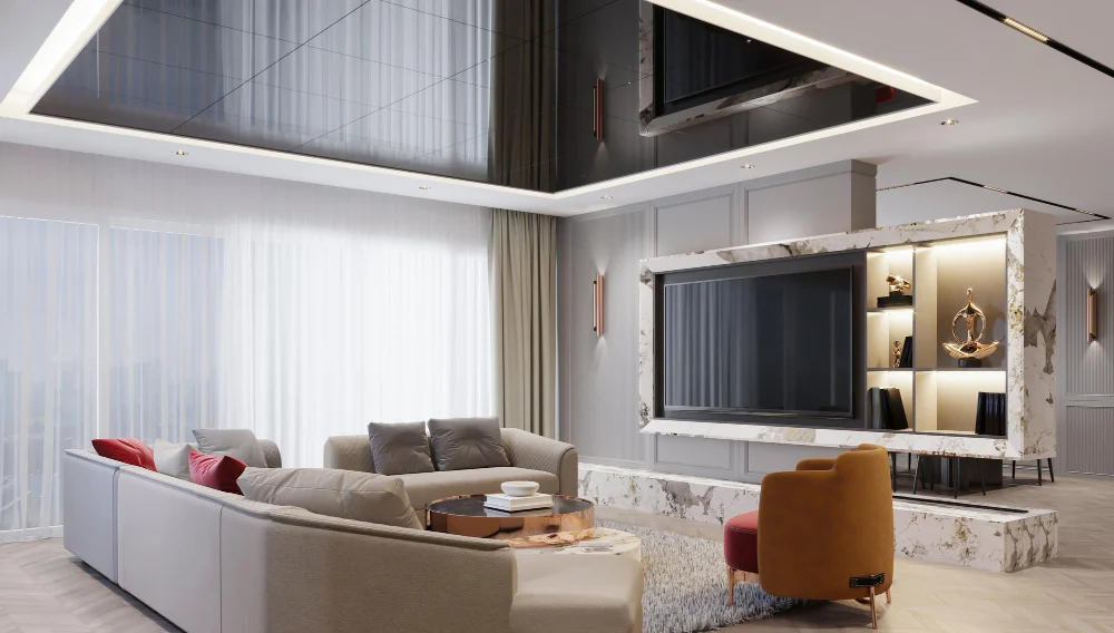 Комбинированные натяжные потолки